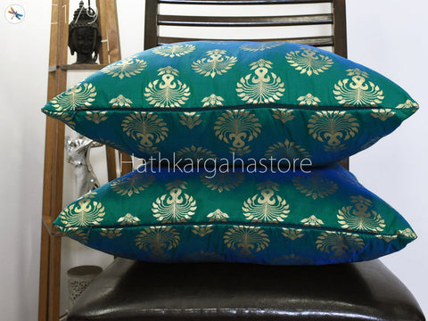 Brocade Silk Throw Pillow Lumbar Euro Sham 12X26 Handmade Luxury Home Decor