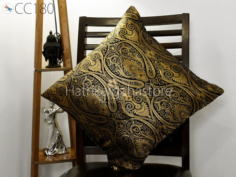 Brocade Silk Square Cushion Cover with Ruffle Frill Throw Pillow Brocade Silk Square Cushion Cover