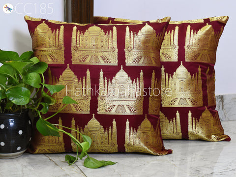 Brocade Silk Throw Pillow Square Decorative Designer Home Decor  Pillow Cover Handmade Brocade Silk Cushion Cover House Warming Bridal Shower Gift