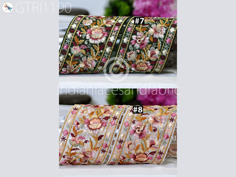 9 Yard Embroidered 75MM Fabric Trim Decorative Embroidery Saree Ribbon Embellishments DIY Crafting Sewing Indian Sari Border Home Decor Bags