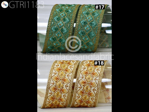 9 Yard Embroidered 5cm Fabric Trim Indian Embellishment Saree Ribbon Sewing Crafting Embroidery Border Wedding Dress Trimmings Cushion