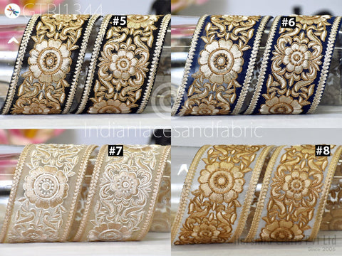 9 Yard Indian Embroidered 55mm Trim Embellishment Sari Border Embroidery Saree Ribbon Cushions Home Décor Sewing Clothing Costumes Trimmings
