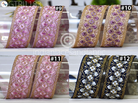 9 Yard Embroidered 5cm Fabric Trim Indian Embellishment Saree Ribbon Sewing Crafting Embroidery Border Wedding Dress Trimmings Cushion