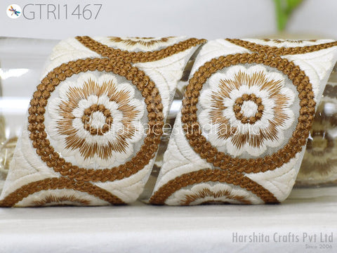 9 Yard Indian 75 MM Embroidered Trim Embellishment Sari Border Embroidery Saree Ribbon Cushions Home Décor Sewing Clothing Costumes Trimming