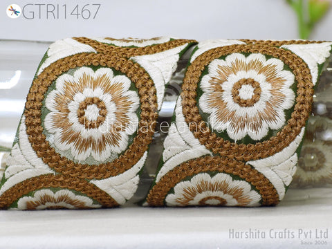 9 Yard Indian 75 MM Embroidered Trim Embellishment Sari Border Embroidery Saree Ribbon Cushions Home Décor Sewing Clothing Costumes Trimming