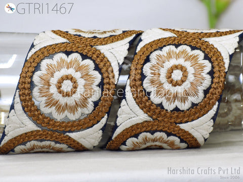 9 Yard Indian 75 MM Embroidered Trim Embellishment Sari Border Embroidery Saree Ribbon Cushions Home Décor Sewing Clothing Costumes Trimming