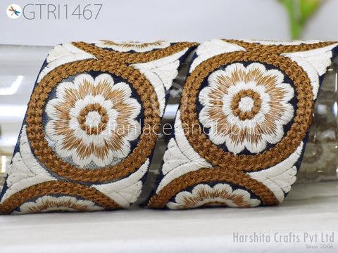 9 Yard Indian 75 MM Embroidered Trim Embellishment Sari Border Embroidery Saree Ribbon Cushions Home Décor Sewing Clothing Costumes Trimming