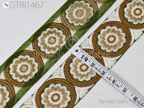9 Yard Indian 75 MM Embroidered Trim Embellishment Sari Border Embroidery Saree Ribbon Cushions Home Décor Sewing Clothing Costumes Trimming
