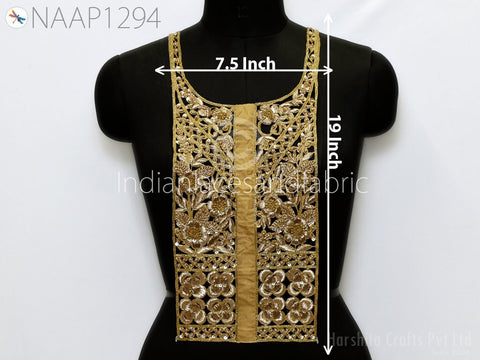 Handcrafted Beaded Applique, Blouse Back Patches, Zardosi Sequins embroidered Neckline Patches