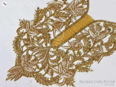 Handcrafted Patches, Indian Zardosi Patches, Indian Patches , Christmas Neckline, Neckline for dress, Headband Neckline