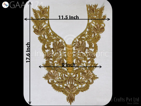 Sequins Patches, Handcrafted Neckline Patches, Decorated Neck Patches, Zardozi Neckline applique , 17.6 X 11.5 Inches Patches