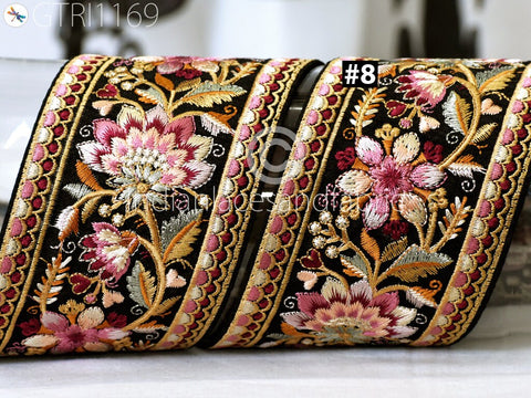 9 Yard Floral 7cm Embroidered Fabric Trim Decor Saree Border DIY Craft Sewing Sari Ribbon Beach Bags Home Decor Embellishment Tapes Drapery