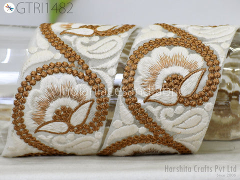 9 Yard Indian 7CM Embroidered Trim Embellishment Sari Border Embroidery Saree Ribbon Cushions Home Décor Sewing Clothing Costumes Trimmings