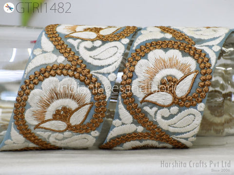 9 Yard Indian 7CM Embroidered Trim Embellishment Sari Border Embroidery Saree Ribbon Cushions Home Décor Sewing Clothing Costumes Trimmings