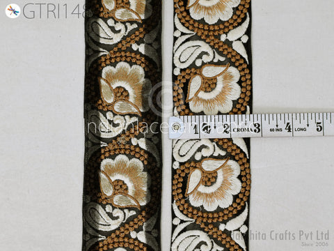 9 Yard Indian 7CM Embroidered Trim Embellishment Sari Border Embroidery Saree Ribbon Cushions Home Décor Sewing Clothing Costumes Trimmings