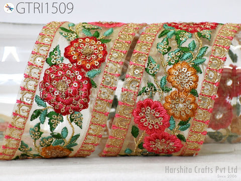 9 Yard Decorative 65MM Trim Indian DIY Crafting Embroidered Embellishment Cushion Sari Border Wedding Saree Sewing Embroidery Dress Trimming