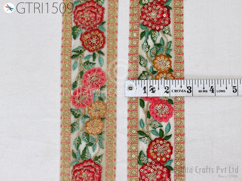 9 Yard Decorative 65MM Trim Indian DIY Crafting Embroidered Embellishment Cushion Sari Border Wedding Saree Sewing Embroidery Dress Trimming