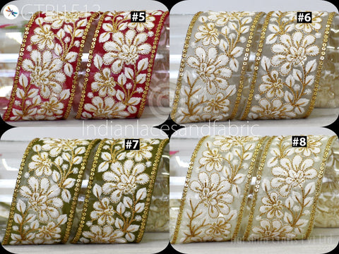 9 Yard Indian 55mm Trim Embroidered Saree Ribbon Cushions Sewing Crafting Embellishments Sari Embroidery Trimmings Border Curtain Home Décor