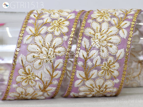 9 Yard Indian 55mm Trim Embroidered Saree Ribbon Cushions Sewing Crafting Embellishments Sari Embroidery Trimmings Border Curtain Home Décor