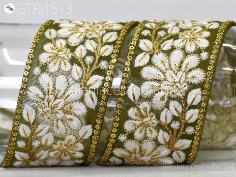 9 Yard Indian 55mm Trim Embroidered Saree Ribbon Cushions Sewing Crafting Embellishments Sari Embroidery Trimmings Border Curtain Home Décor