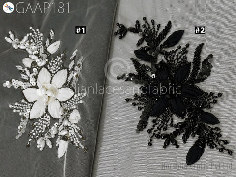 1 Piece Beaded Applique Patches Handmade Embroidered Floral Applique Women Dress Sewing Indian DIY Crafting Supply Home Wall Decor