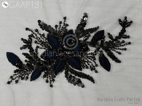 1 Piece Beaded Applique Patches Handmade Embroidered Floral Applique Women Dress Sewing Indian DIY Crafting Supply Home Wall Decor
