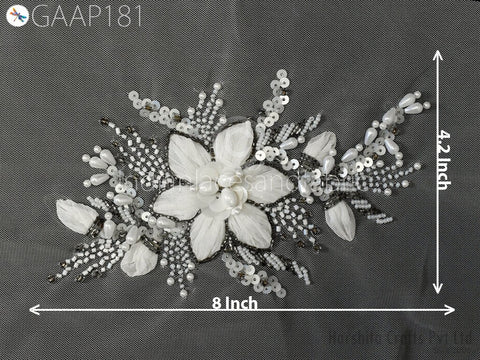 1 Piece Beaded Applique Patches Handmade Embroidered Floral Applique Women Dress Sewing Indian DIY Crafting Supply Home Wall Decor