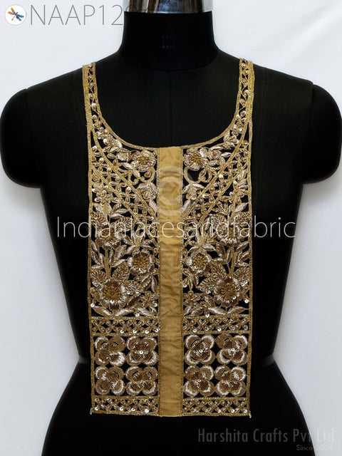 Gold Neck Patches for Wedding Dress Neckline Patch Handmade Indian Clothing Accessoies Applique