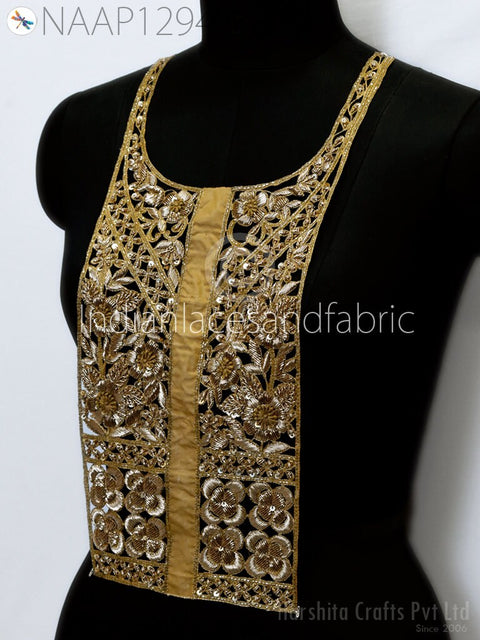 Gold Neck Patch, Beautiful Neck Patches, Stunning Patches, Patches For Dresses, Fancy Neck, Handcrafted Patches,19 X 7.5 Inches Patches