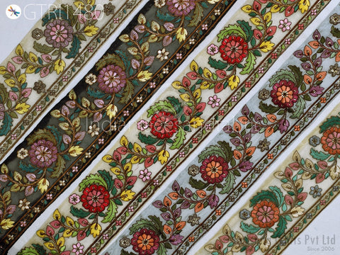 9 Yard Indian Embroidery Fabric 8cm Trim Saree Embellishments DIY Crafting Sewing Curtains Sari Border Embroidered Decorative Ribbons