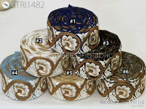 9 Yard Indian 7CM Embroidered Trim Embellishment Sari Border Embroidery Saree Ribbon Cushions Home Décor Sewing Clothing Costumes Trimmings