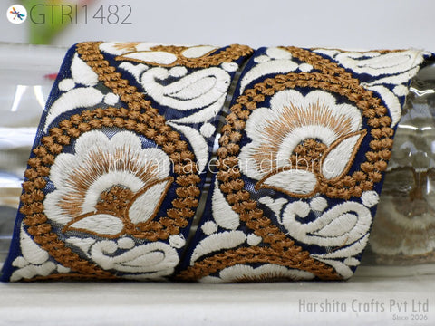 9 Yard Indian 7CM Embroidered Trim Embellishment Sari Border Embroidery Saree Ribbon Cushions Home Décor Sewing Clothing Costumes Trimmings