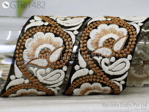 9 Yard Indian 7CM Embroidered Trim Embellishment Sari Border Embroidery Saree Ribbon Cushions Home Décor Sewing Clothing Costumes Trimmings