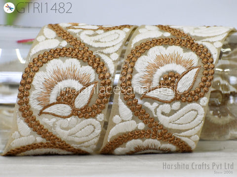 9 Yard Indian 7CM Embroidered Trim Embellishment Sari Border Embroidery Saree Ribbon Cushions Home Décor Sewing Clothing Costumes Trimmings