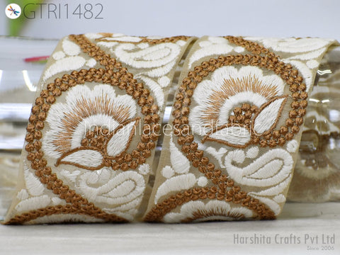 9 Yard Indian 7CM Embroidered Trim Embellishment Sari Border Embroidery Saree Ribbon Cushions Home Décor Sewing Clothing Costumes Trimmings