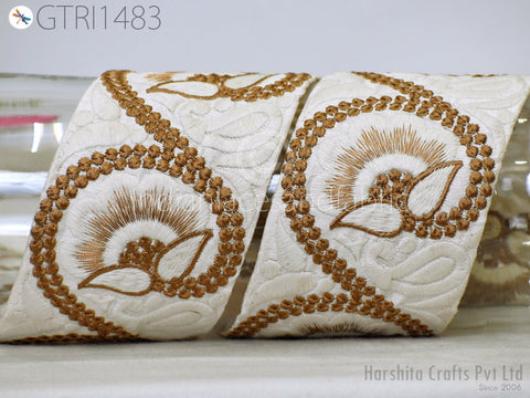 9 Yard Indian 75mm Embroidered Trim Embellishment Sari Border Embroidery Saree Ribbon Cushions Home Décor Sewing Clothing Costumes Trimmings