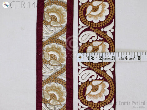 9 Yard Indian 75mm Embroidered Trim Embellishment Sari Border Embroidery Saree Ribbon Cushions Home Décor Sewing Clothing Costumes Trimmings