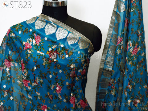 Organza with Brocade Border, Organza Stole| Salwar Suit Dupatta, Bridal dupatta for women with embroidery, Party wear lehenga dupatta