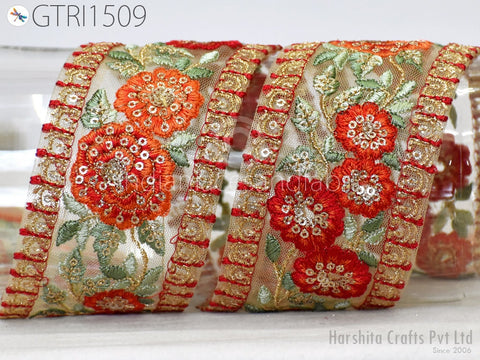 9 Yard Decorative 65MM Trim Indian DIY Crafting Embroidered Embellishment Cushion Sari Border Wedding Saree Sewing Embroidery Dress Trimming