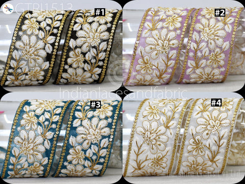 9 Yard Indian 55mm Trim Embroidered Saree Ribbon Cushions Sewing Crafting Embellishments Sari Embroidery Trimmings Border Curtain Home Décor