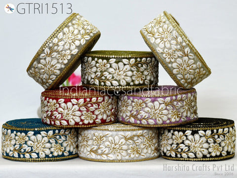 9 Yard Indian 55mm Trim Embroidered Saree Ribbon Cushions Sewing Crafting Embellishments Sari Embroidery Trimmings Border Curtain Home Décor