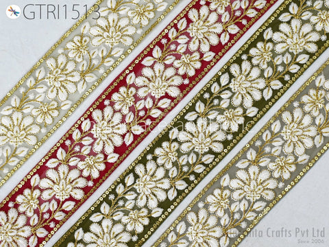 9 Yard Indian 55mm Trim Embroidered Saree Ribbon Cushions Sewing Crafting Embellishments Sari Embroidery Trimmings Border Curtain Home Décor