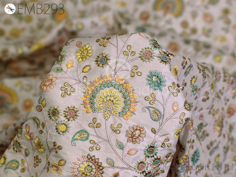 Sequins Work Fabric, Gold Sequins, Floral Embroidery Fabric, Floral Saree Fabric, Floral Dresses