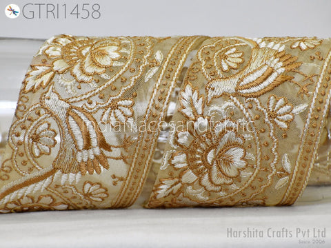 9 Yard Indian 8cm Embroidered Fabric Trim Embellishment Cushions DIY Crafting Sewing Decor Sari Border Wedding Saree Tape Embroidery Dress