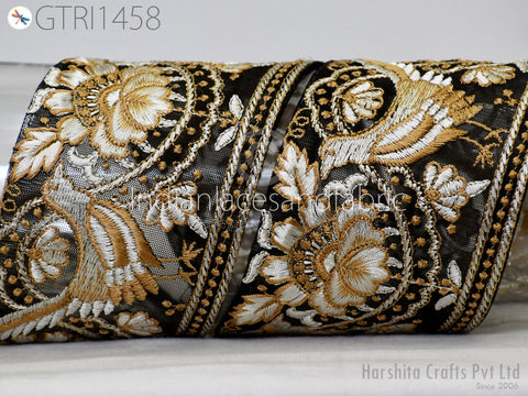 9 Yard Indian 8cm Embroidered Fabric Trim Embellishment Cushions DIY Crafting Sewing Decor Sari Border Wedding Saree Tape Embroidery Dress