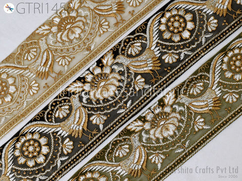 9 Yard Indian 8cm Embroidered Fabric Trim Embellishment Cushions DIY Crafting Sewing Decor Sari Border Wedding Saree Tape Embroidery Dress