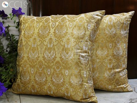 Brocade Silk Throw Pillow Square Decorative Designer Home Decor  Pillow Cover Handmade Brocade Silk Cushion Cover House Warming Bridal Shower Gift