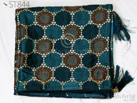 Full-length dupatta view with tassels and circular motifs