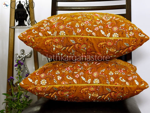Handmade Embroidered Throw Pillow Velvet Cushion Cover Handmade Luxury Home Decor
