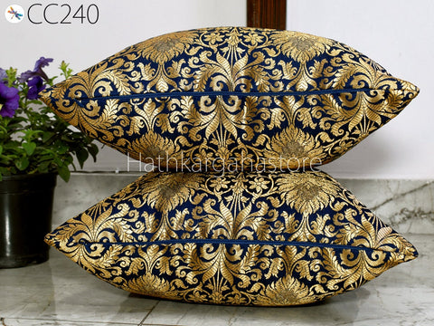 Brocade Silk Square Cushion Cover with Ruffle Frill Throw Pillow Brocade Silk Square Cushion Cover